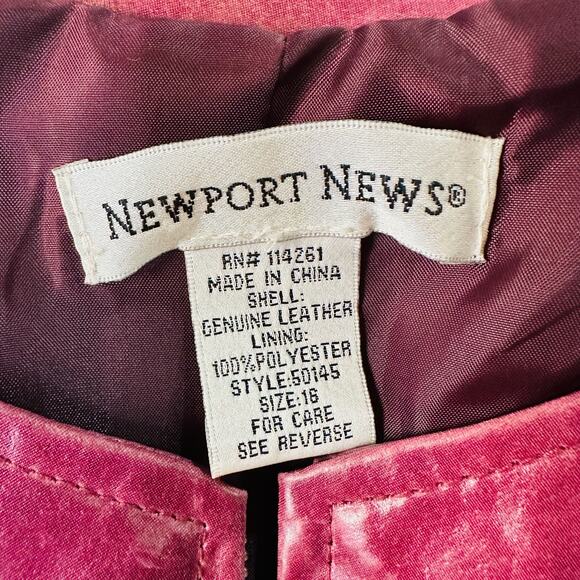 Newport News Vintage Purple Classic Leather All Season Lined Jacket Women's 16 - Picture 3 of 5